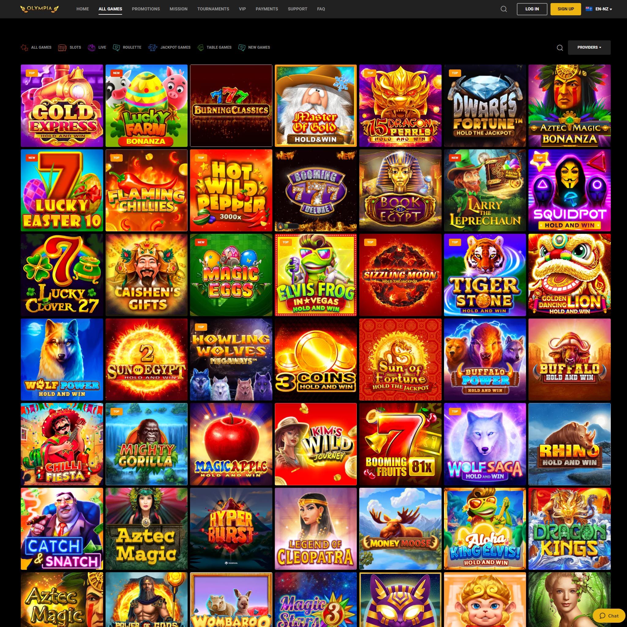 Olympia Casino full games catalogue