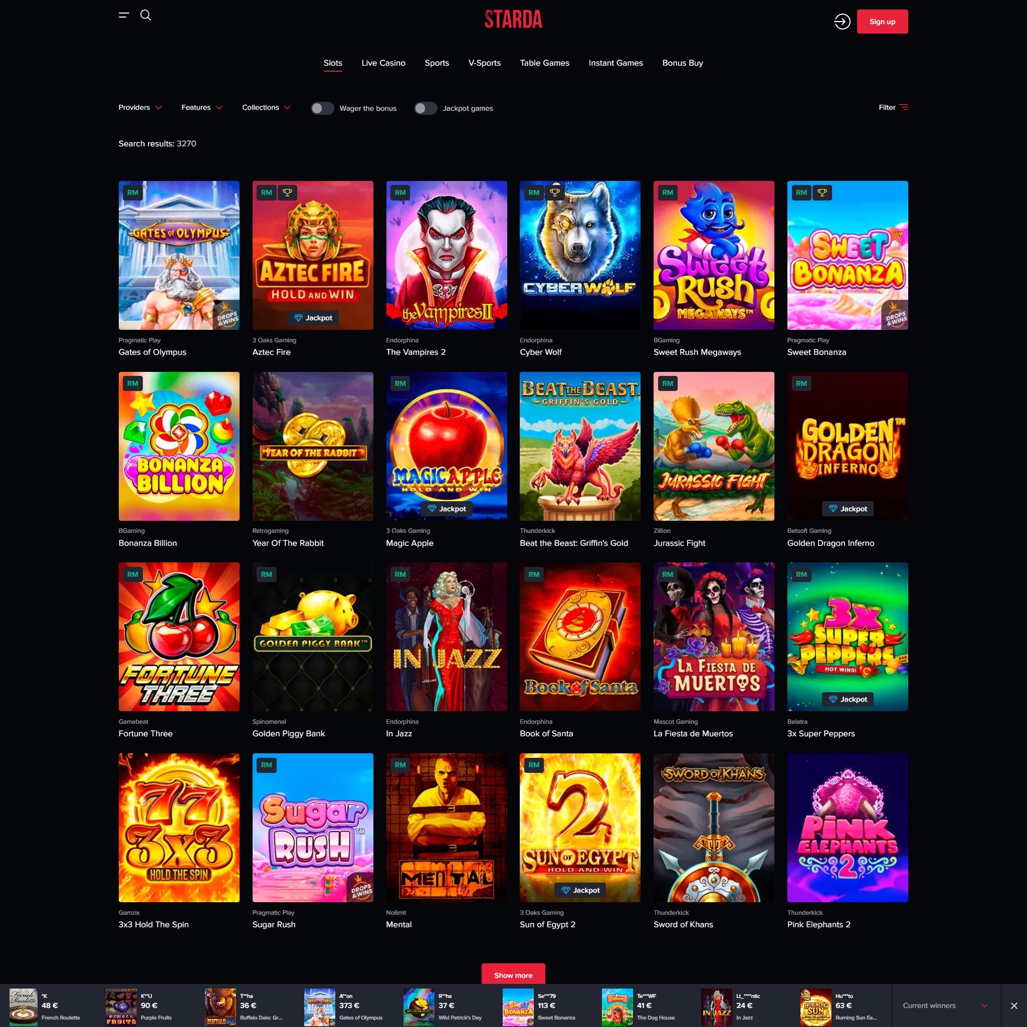 Starda Casino full games catalogue