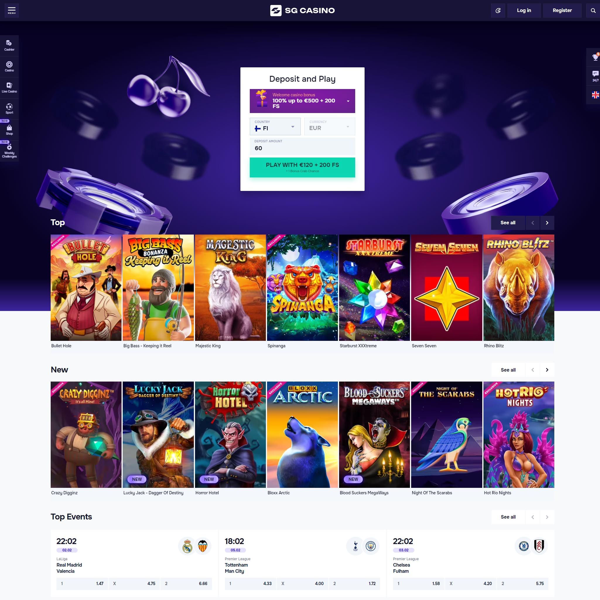 Interface de Sg casino casino en ligne