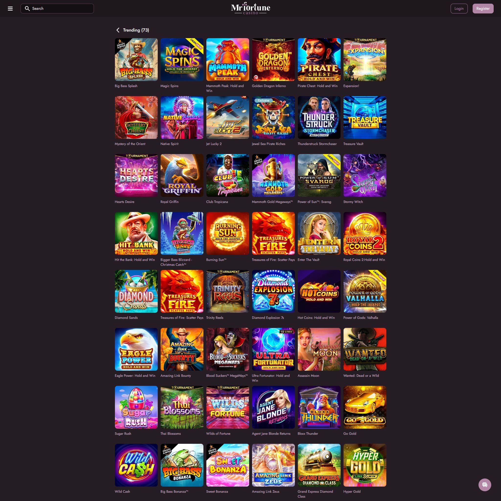 MrFortune Casino full games catalogue