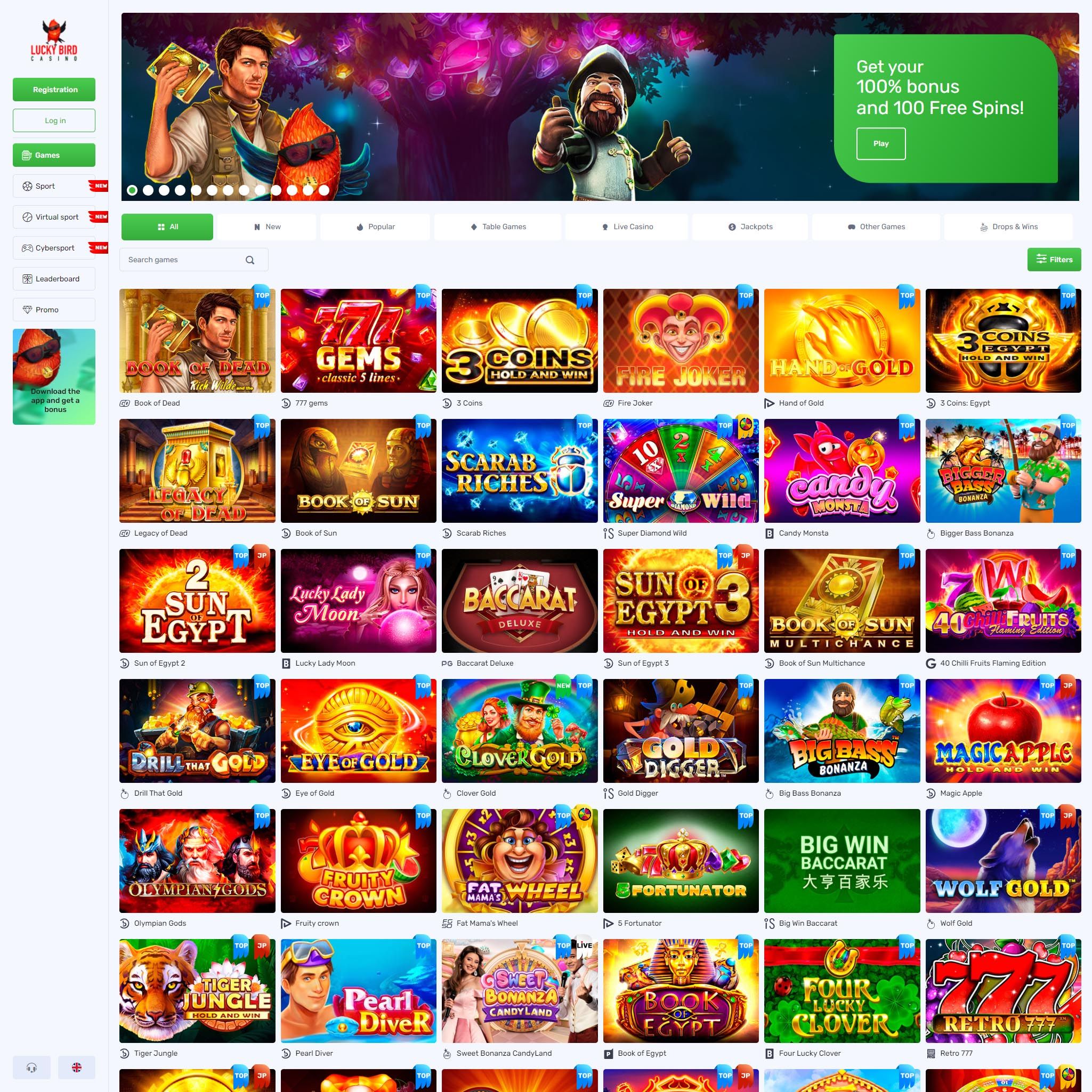 LuckyBird Casino full games catalogue