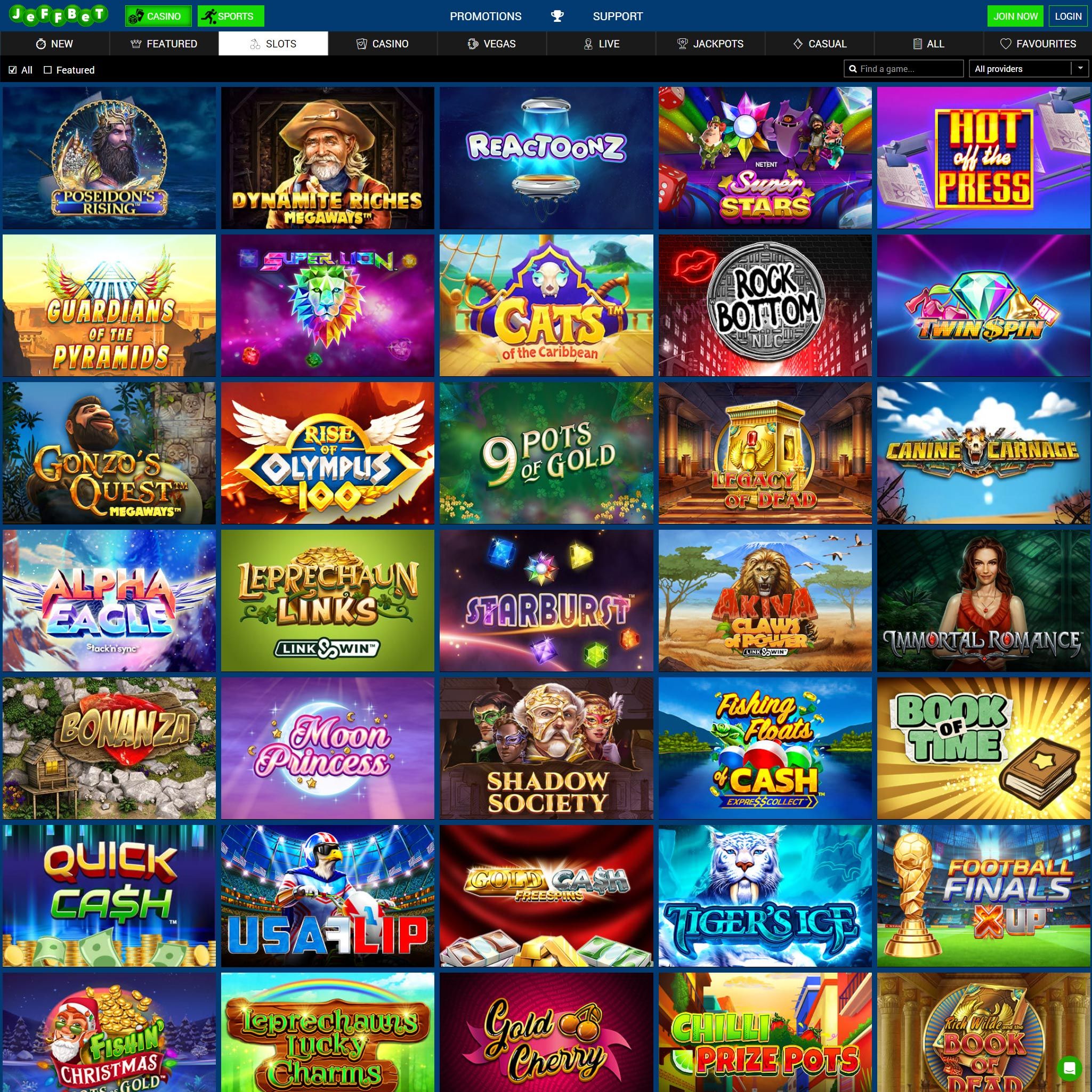 Jeffbet full games catalogue