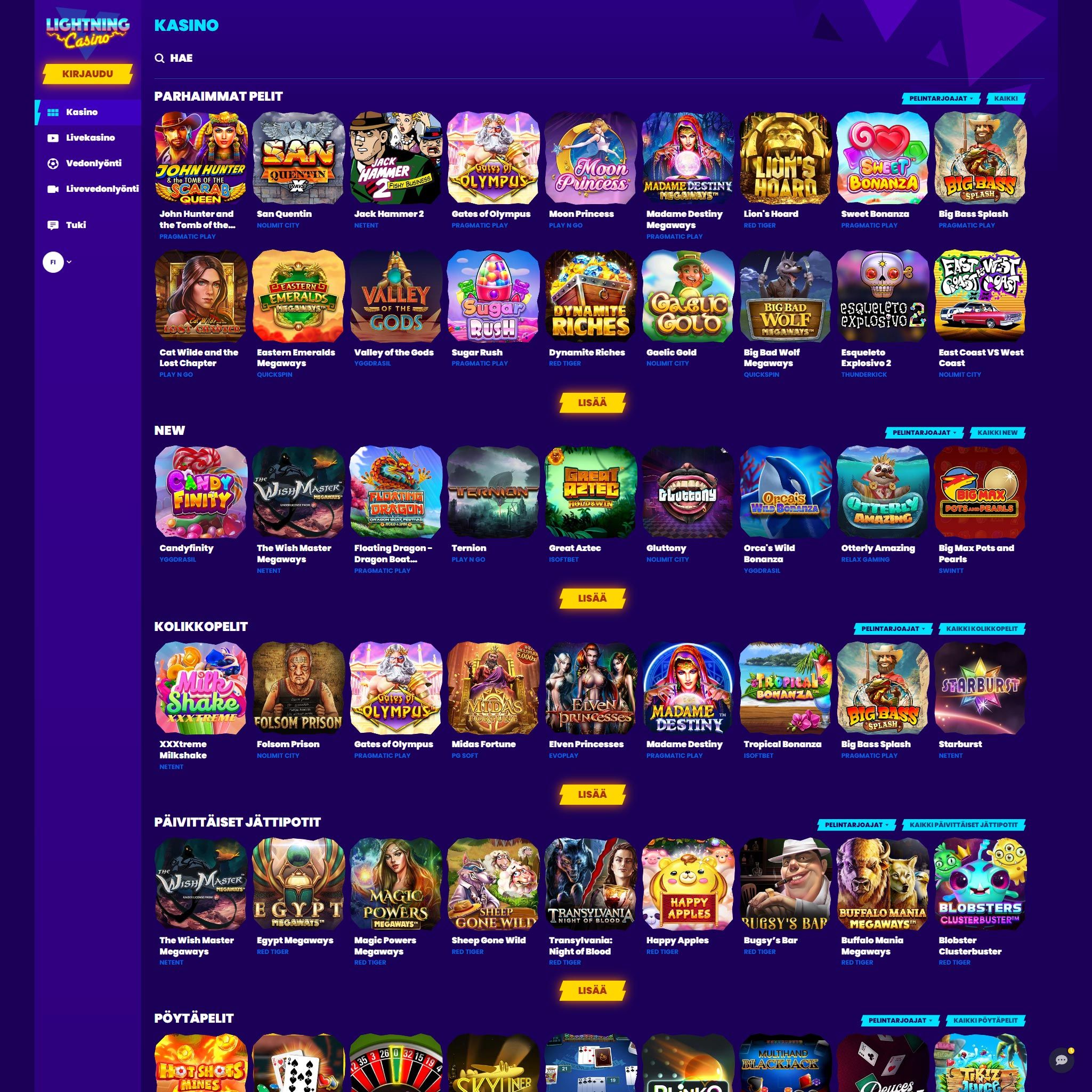 Pelaa netticasino Lightning Casino voittaaksesi oikeaa rahaa – oikean rahan online casino! Vertaa kaikki nettikasinot ja löydä parhaat casinot Suomessa.